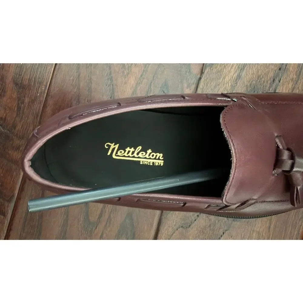 $950 NIB Nettleton Burgundy Leather Almond Toe Tassel Loafers Slip Ons Shoes 8D